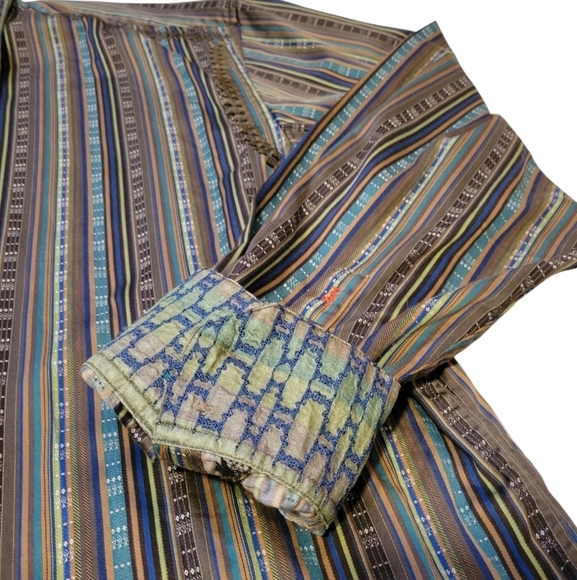 Robert Graham Men 3XL Flip Cuff Button Up Long Sleeve Shirt Stripes Embroidered - Picture 3 of 11